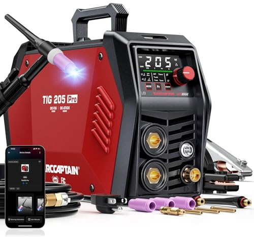 ARCCAPTAIN iControl TIG 205 Pro, 5 In 1 Cold Spot Stick/TIG Welder, 120V/240V Welding Machine with Large LED Display, 2T/4T, Hot start, Arc Force and Anti-stick