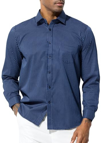 Casey Kevin Chemise Homme Manches Longues Chemise Habillées Business Boutonnées Chemises Casual avec Poche Regular Fit