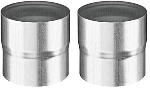 dachrinnen-shop.de 62741 d'emboîtement Rond DN76 Raccord de Tuyau de Descente pour tuyaux en Zinc Titane sans Manchon d'usine Conforme à la Norme DIN EN612, Argenté, Petit (Lot de 2)