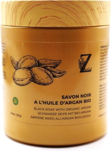 Savon Noir Marocain Enrichi à l'Huile d'Argan - Le Rituel Exclusif pour Hammam et Sauna. Senteur : (fleur d'oranger) 300g (Eucalyptus)