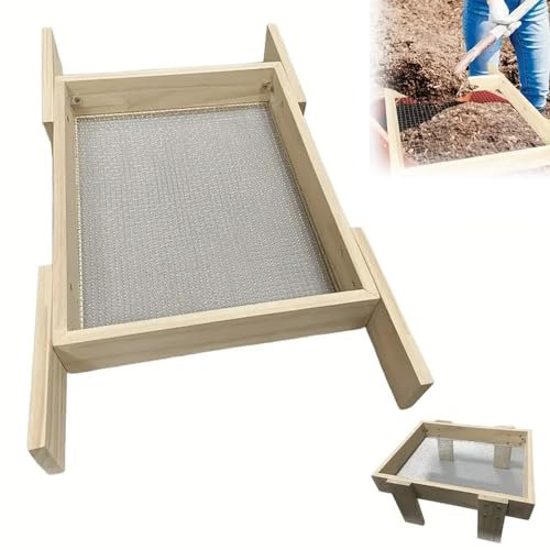 Genérico Tamiz de Jardín, Cribas de Arena de Madera Tamiz de Compost con Mango Extraíble, Malla de Jardín Tamiz Multiusos para Suelos, Piedras, Compost, malezas, Arena, Grava y Semillas