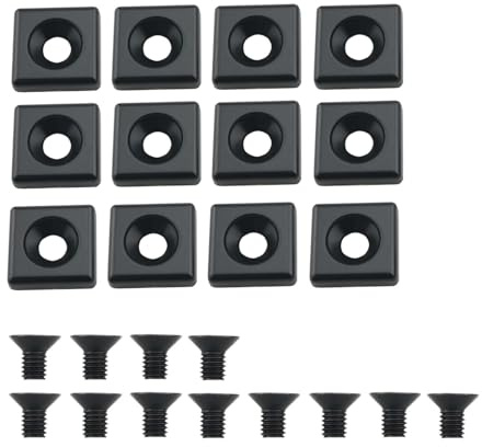 YHXiXi 12pcs Aluminum Profile End Caps Zinc Alloy T-Slot Black with Screws Industrial Accessories Die-Cast Metal Caps