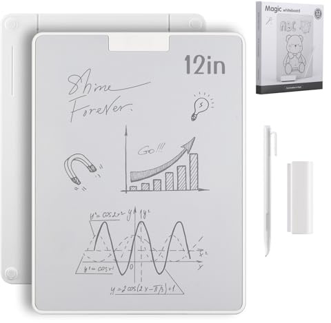 9.5”×7”Magnetic Writing Board, Ink-Free Reusable Desktop Notepad with Magnetic Stylus & Eraser : Thin Rigid Pad for Kids’ Drawing, Handwriting Practice & Office Memos