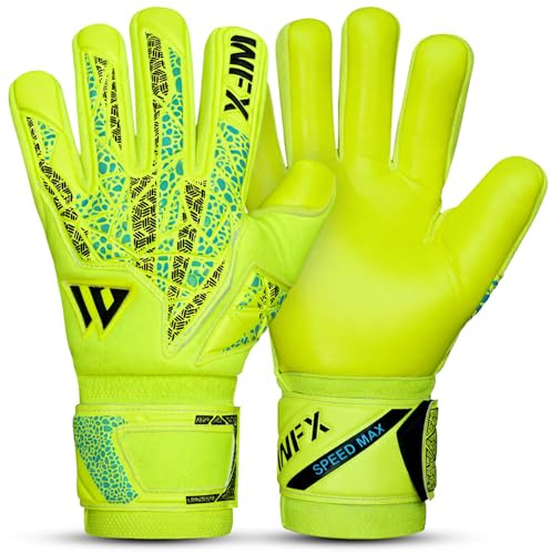 WFX Professional Goalkeeper Gloves for Kids, Youth, Adult, Men, Strong Grip Palm Finger Protection Football Soccer Goalie Gloves with Dumbo Latex 4+3mm Wrist Support