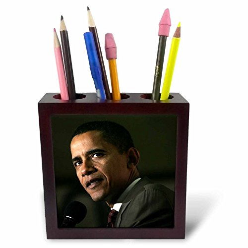 3dRose LLC Barack Obama 5-Inch Tile Pen Holder