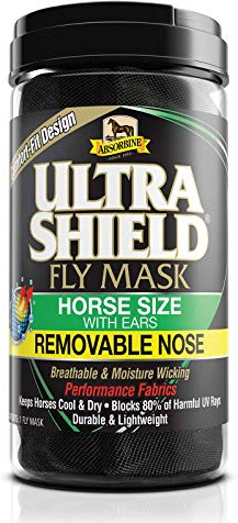 Absorbine UltraShield Fly Mask - With Ears & Removable Nose, Horse