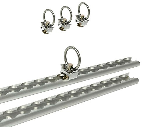 PP rieles de amarre aluminio 60 cm 2, incluye 4 x Fitting con ojete & Material de fijación