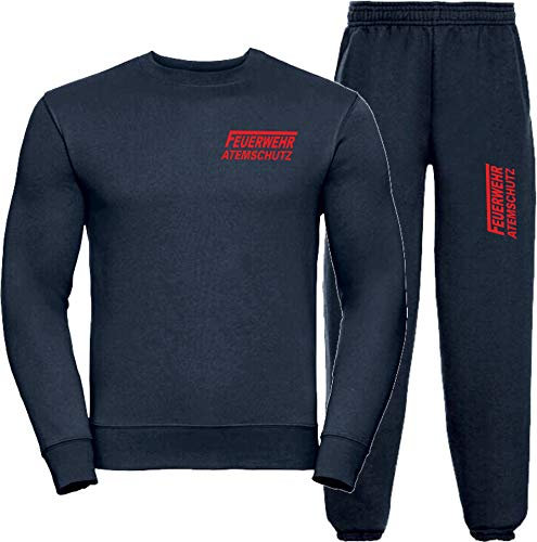 Sweat-Jogginganzug Navy, Feuerwehr ATEMSCHUTZ langes F rot S