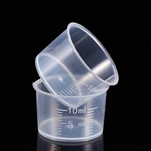 TOYANDONA Disposable Measuring Cup Set Pack of 100 Clear Plastic Measuring Cup 10ml Transparent Containers Thickened Measuring Cups for Mixing Paint,