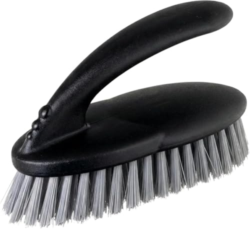 Vigar - Spazzola per la Pulizia - 16 x 9 x 7 cm - Setole rigide in Microfibra e Manico ergonomico - Ideale per Abbigliamento e Tessuti ad Alta Resistenza - Rosso - Piccolo