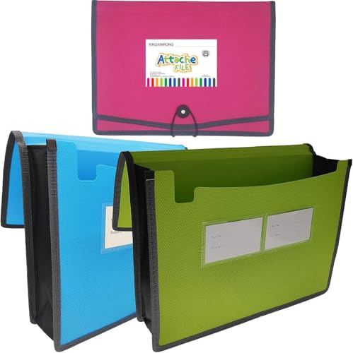 Cartella portadocumenti espandibile, in plastica di alta qualità, 8,3 cm, formato A4, per casa, scuola, ufficio, organizzazione, confezione da 3