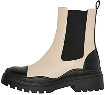 VERO MODA Damen Schuhe Chelsea-Boots VMNilla Biker-Boots 10276063 oatmeal 37