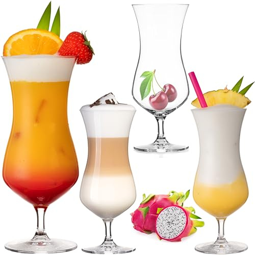 PLATINUX 400 ml stora cocktailglas kristallglas set 4 långdrinkglas Hurricane iskaffeglas