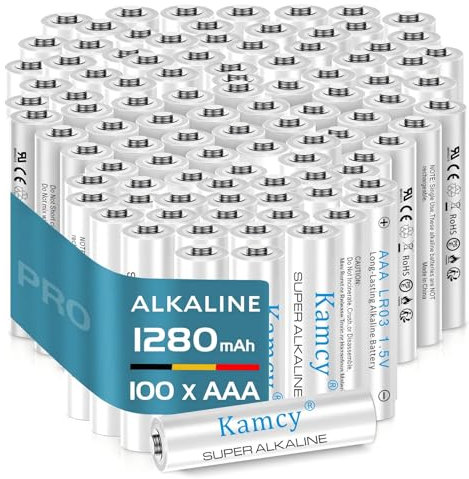 KAMCY Batterien AAA 100 stück, AAA Alkaline Batterien, einwegbatterien, 1,5V Micro LR03, 100er-Pack, 1400mAh
