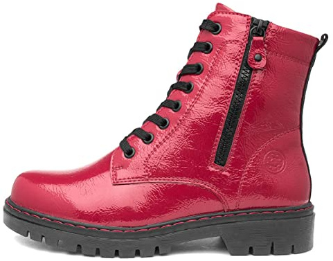 Relife BEV Womens Red Shiny Lace Up Boot - Size 4 - Red