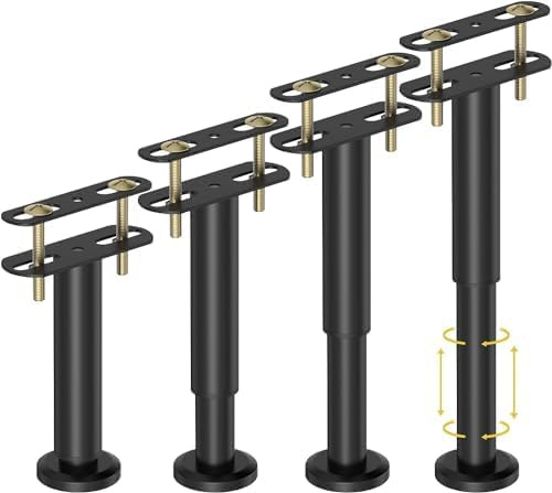 Alrens 4 pieds de lit, pieds de sommier à lattes, 15-25cm, pieds de lit robustes réglables, pieds de support de lit sans perçage, pieds de support de lit métalliques