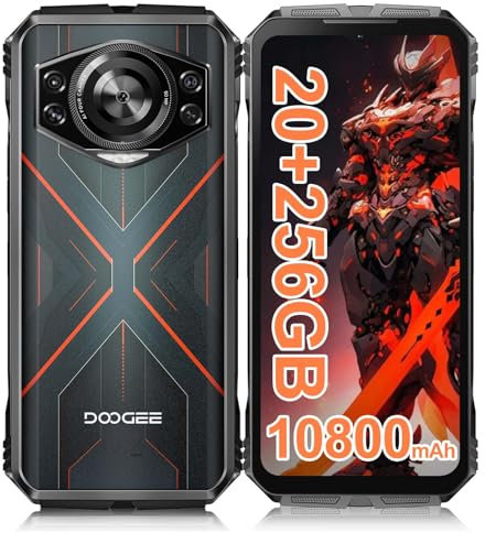 DOOGEE S Cyber Outdoor Handy ohne Vertrag Android 14 20GB(8+12)/256GB,10800mAh, 50MP+16MP Outdoor Smartphone 6.6'' FHD+ Octa-Core IP68 Wasserdicht Baustellenhandy 4G Dual SIM/IP68/OTG/NFC/GPS 2024