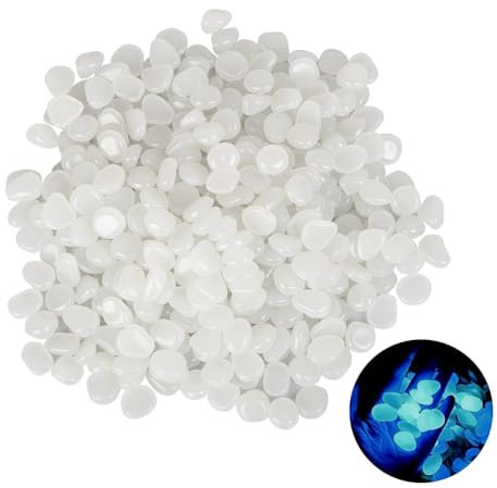 Fizdoqg 400 Pezzi Pietre Decorative Luminescenti per Giardino, Pietre Luminosi, Sassi Decorativi, Pietre Luminose da Giardino, per Sentieri, Decorazioni Esterne, Acquario, Vasi, Prato, Giardino