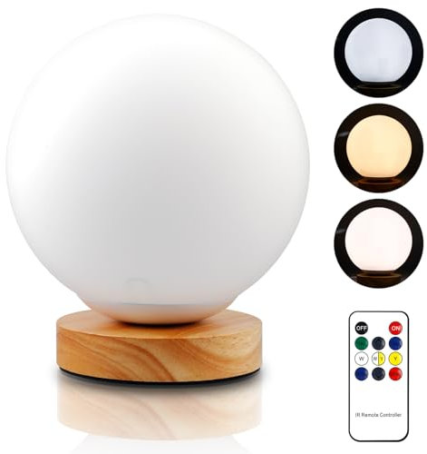 BORDEAG Tageslichtlampe Lichttherapielampe UV-Freie 10000 Lux,Simulation von Tageslicht,Sonnenlicht lampemit Fernsteuerung,3 Farbtemperaturen,Einstellbare Helligkeit und Timer für Zuhause,Büro (Ball)