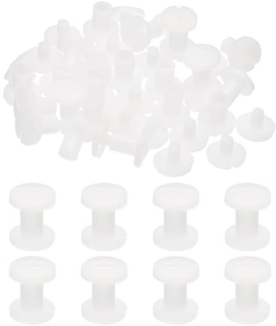 PATIKIL 10mm Chicago Screws, 20 Sets Plastic Chicago Screws Slotted Head Binding Post 5.5mm OD Screw Bolts Leather Rivets Fasteners Connectors White for Leather Belt Scrapbook Photo Albums