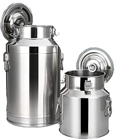 5L 58L Edelstahl Milchkanister mit luftdichtem Deckel und Tragegriff, langlebiger Milchtopf Eimer für Milch Transport und Lagerung (7L)