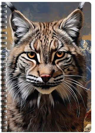 3D LiveLife A5 anteckningsbok – Bobcat från Deluxebase. Spiralbunden fodrad anteckningsbok med 80 återvunna sidor, 3D stora katt konst anteckningsböcker för arbete, gåvor och skolmaterial, (21 x 14,5