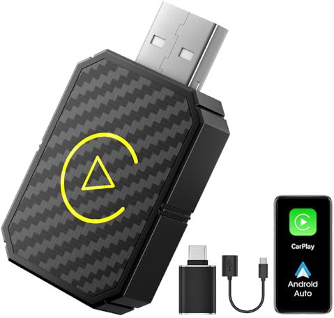 Adattatore CarPlay & Android Auto Wireless, Mini Carplay Wireless Stick Plug & Play stabile e veloce, 2 IN 1 Convertire Wired Android Auto/Car Play in Wireless per veicoli con Carplay