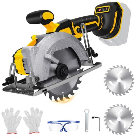 5.5 Inch Cordless Circular Saw for Dewalt 20V Battery(No Battery), Power Wood Saw with Brushless Motor, 0-45° Cutting Bevel, Max Cutting Depth 1.9(90°), 1.57(45°), Idea for Wood, Plastic, Soft Metal