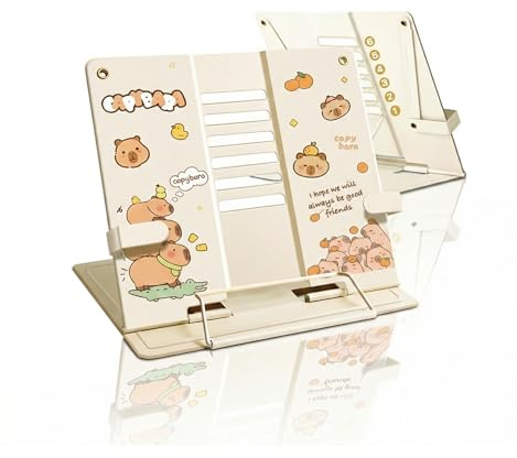 Capybara Buchständer Metall, verstellbarer faltbarer Buchständer Kinder, Multifunktionale Buchstütze & Buchhalter für Schule, Lehrbücher, iPads, Rezepte und Lesen
