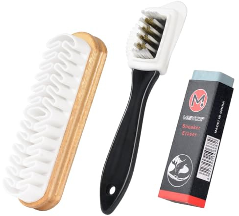 Spazzole per Scarpe Scamosciate, Set di 3 Spazzole Scarpe, Nabuk Detergente per Scarpe a 4 lati con Setole in Ottone con Gomma per Scarpe Scamosciate