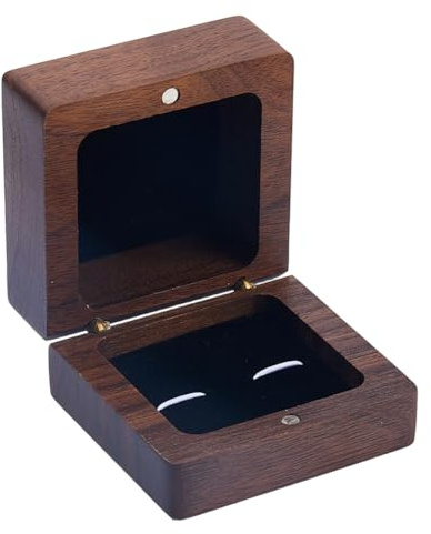 DICOSMETIC 1Pc Wooden Cufflinks Box 2.4x2.4x1.57 Inch Small Cufflink Display Case Vintage Cufflink Gift Box Square Storage Cufflinks Boxes Jewellery Organisers Accessories for Women Men