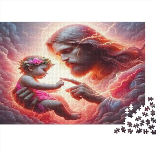 Rompecabezas 1000 Piezas Jesús Tocando Bebé Cartón Grueso Premium Encastre Preciso Entrenamiento Cerebral Regalo Navidad 38x26cm