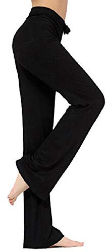 Hippolo Pantalon décontracté Droit pour Femme avec Cordon de Serrage pour Le Yoga et la Course à Pied - Noir - 3XL