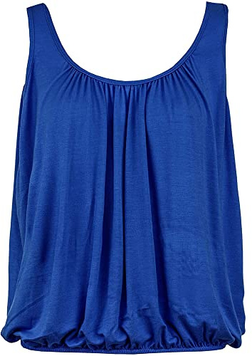 Love My Fashions® Women’s Vest Top Sleeveless Round Scoop Neck Tank Bubble Hem Straps Summer Vest Tops for Women UK Royal Blue