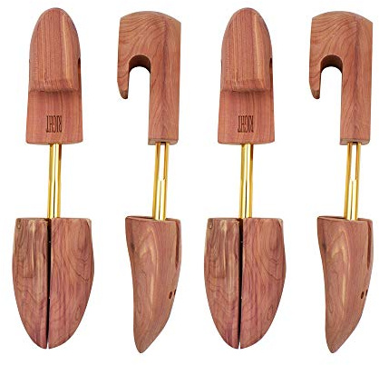 DEPABABA Cedar Shoe Trees for Men, Adjustable, Split Toe,2 Pack, Small