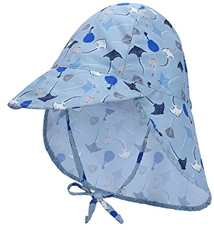 LACOFIA Chapeau de Soleil pour bébé garçons ou Filles Bonnet de Plage d'été pour Enfants Casquette à Rabat Ajustable Douce pour Enfants Poisson 2-5 Ans