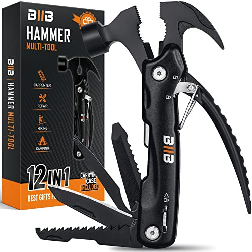 BIIB Gifts for Men, 12 in 1 Hammer Multitool, Fathers Day Mens Gifts for Husband Dad, Anniversary Birthday Gifts for Men, Fathers Day Dad Gifts from Daughter Son, Camping Essentials Survival Gear Tool