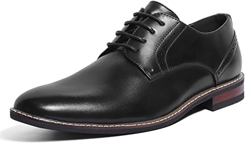 Mofri Men Leather Dress Shoes Formal Classic Lace Up Latex Insole Oxford Business Wedding Derby Shoe(Black Pu 10.5)