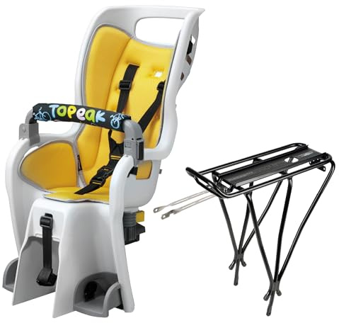 Topeak BabySeat II with MTX 2.0 Rack for 26â Non-Disc Bikes â Child Seat with Suspension System, Adjustable Harness, Wrap-Around Safety, Roll Bar Handle, QuickTrack Compatible, 60 lb Capacity, TCS2208