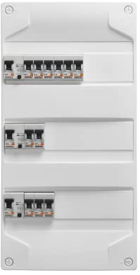 DEBFLEX - Coffret Electrique Pré-Equipé - Tableau Electrique 3 rangées - 3 Interrupteurs Différentiels (40A type AC + 40A type A 63A type AC) + 11 Disjoncteurs (10/16/20/32A) - Pose en Saillie