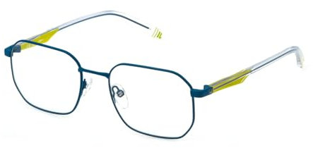FILA GEOMETRIC Edelstahl Brillen in Matt Blau für Unisex, Brille mit Sehstärke, optional mit Sonnenbrillen tönung oder Blaulichtfilter (Modell VFI702L)