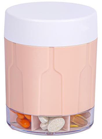 Betife Large Pill Dispenser 7 Compartments, Monthly Pill Box Organiser Hold Vitamin Supplement, Extra Large Medicine Storage Box for Daily Tablet Medication, No Mixing Pill Pot, Pink (21Pcs Labels)