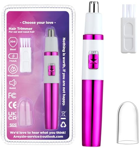 NUMIFUN Rasoio per da naso da donna, senza dolore, per orecchie e naso, per sopracciglia, orecchio, nasos, professionale, impermeabile, oro rosa