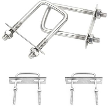 0XBIT Pernos en U Cuadrado, 4 Piezas Pernos U M6, Tornillos en Forma de U, Perno Cuadrado en U con Tuercas y Placa de Marco, Apto para Automóviles, Tuberías, Industria, 60 x 80mm