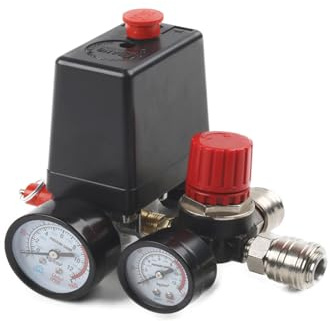 Tryckregulator kompressor med manometer, tryckbrytare luftkompressor, tryckreducerare G1/4 tryckbrytare kompressor tryckbrytare (A)