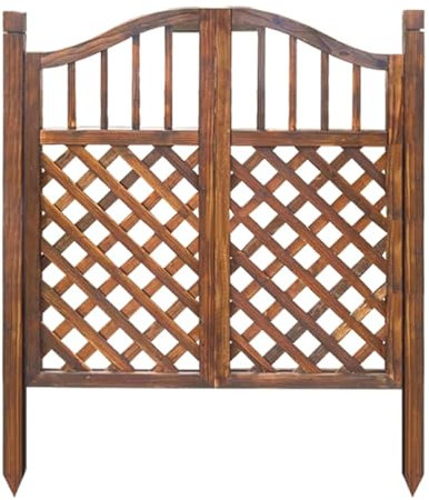 GOCHUSX Portails Battants Doubles Portes Café, Porte Battante Extérieure en Bois Massif, Kit De Portail De Clôture À Piquets pour Clôture De Jardin, D'extérieur(B-Brown,110x100cm)