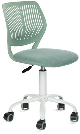 FurnitureR Sillas giratorias de Comedor, 1 Silla de Cocina, Silla Acolchada, Silla giratoria, cómoda Silla con Ruedas, Respaldo, Silla sin Brazos para Comedor, Sala de Estar, Tela Morandi Aqua