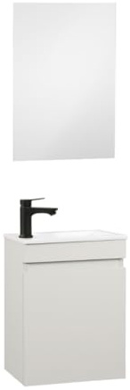 Kometmöbel badrumsmöbler set med handfat 40 cm monterat litet handfat med underskåp (Kashmir 40cm, Med spegel)