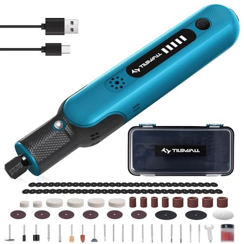 Outil multifonction Tilswall 8 V, outil rotatif 5 vitesses, kit de 105 accessoires multifonctions pour percer, couper, polir, poncer (boîte en plastique)