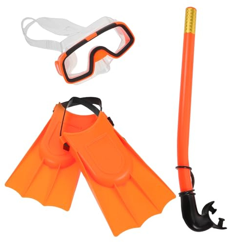 Ciieeo Snorkeling Set for Size 25-30 – Bright Dry-Top Snorkel Tube with Anti-Fog Diving Mask and Waterproof Swimming Fins – Snorkeling Gear for Pool and Beach Use